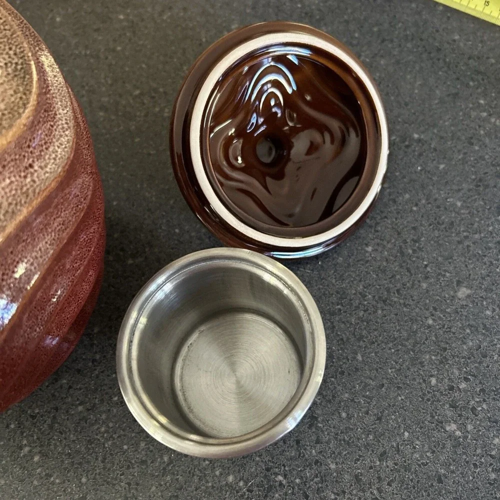 Fireside  Firepot‎ indoor/outdoor ceramic covered crock new